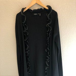 STERA | Black Ruffle Duster / Cardigan / Size LG
